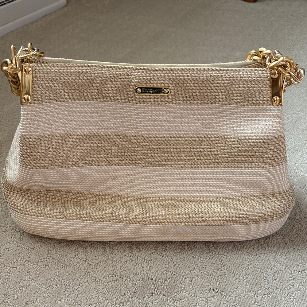 Eric Javits Tan and Cream Shoulder Bag